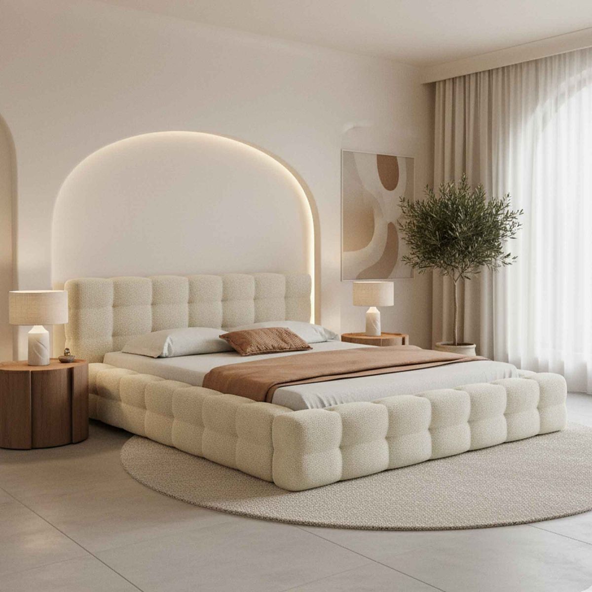 GENERICO - Cama moderna 160x190 camas modernas tapizada doble de betcompras