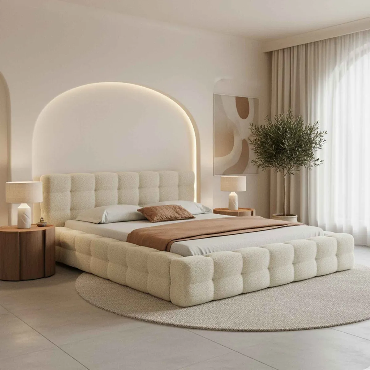 GENERICO - Cama moderna 160x190 camas modernas tapizada doble de betcompras