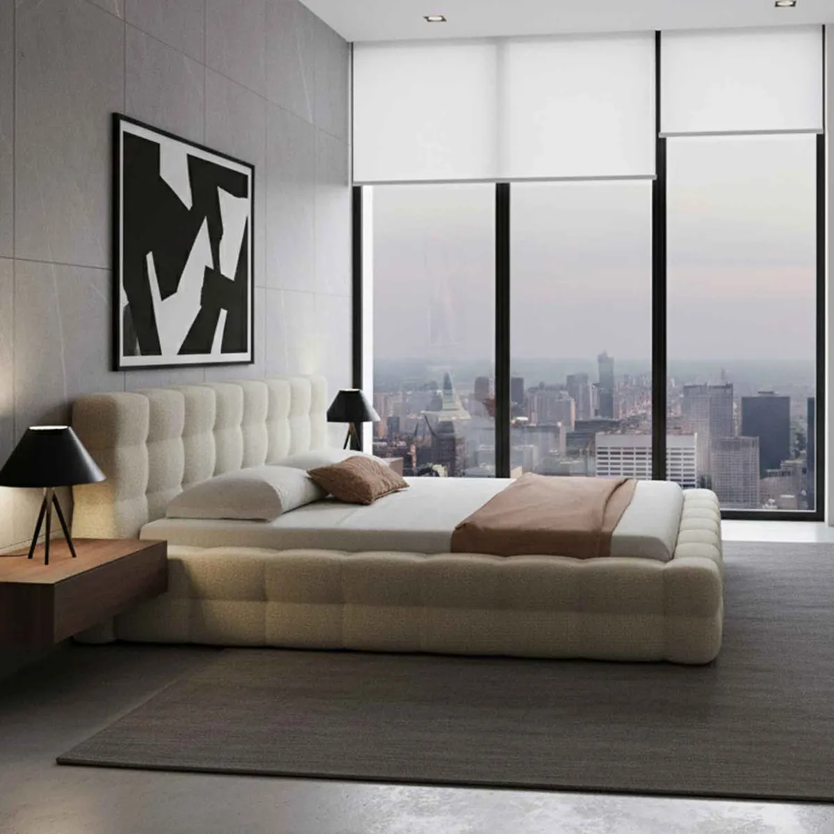 GENERICO - Cama moderna 160x190 camas modernas tapizada doble de betcompras