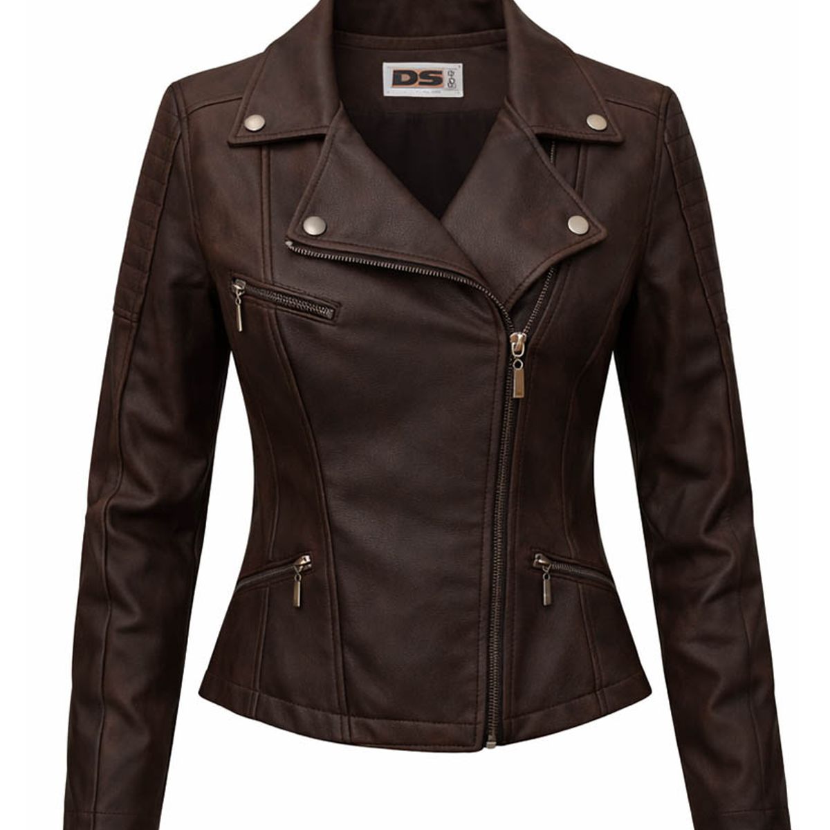 MODA EN CIRCUITO - Chaqueta Estilo Chamarra para Dama en Cuerotex