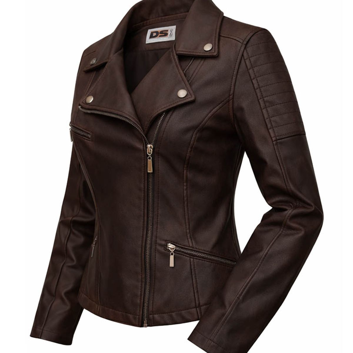 MODA EN CIRCUITO - Chaqueta Estilo Chamarra para Dama en Cuerotex