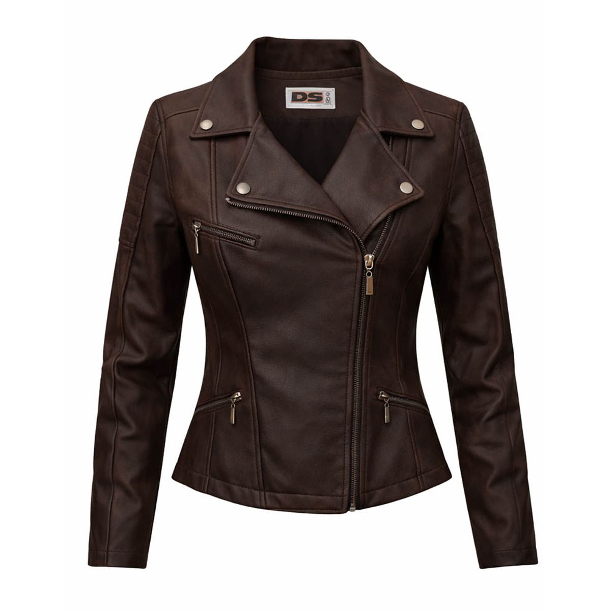 MODA EN CIRCUITO - Chaqueta Estilo Chamarra para Dama en Cuerotex