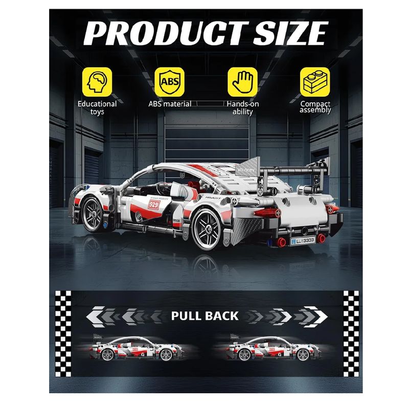 MARKET TOYS - Arma Todo Bloques Para Armar Carro De Pista 455 Pcs