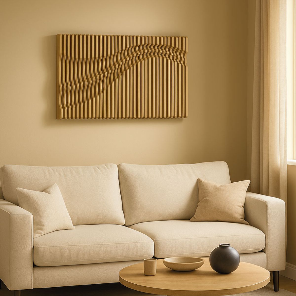 GENERICO - Cuadro Escultórico Decorativo en Aglomerado Café Claro  Diseño Plano Seriado