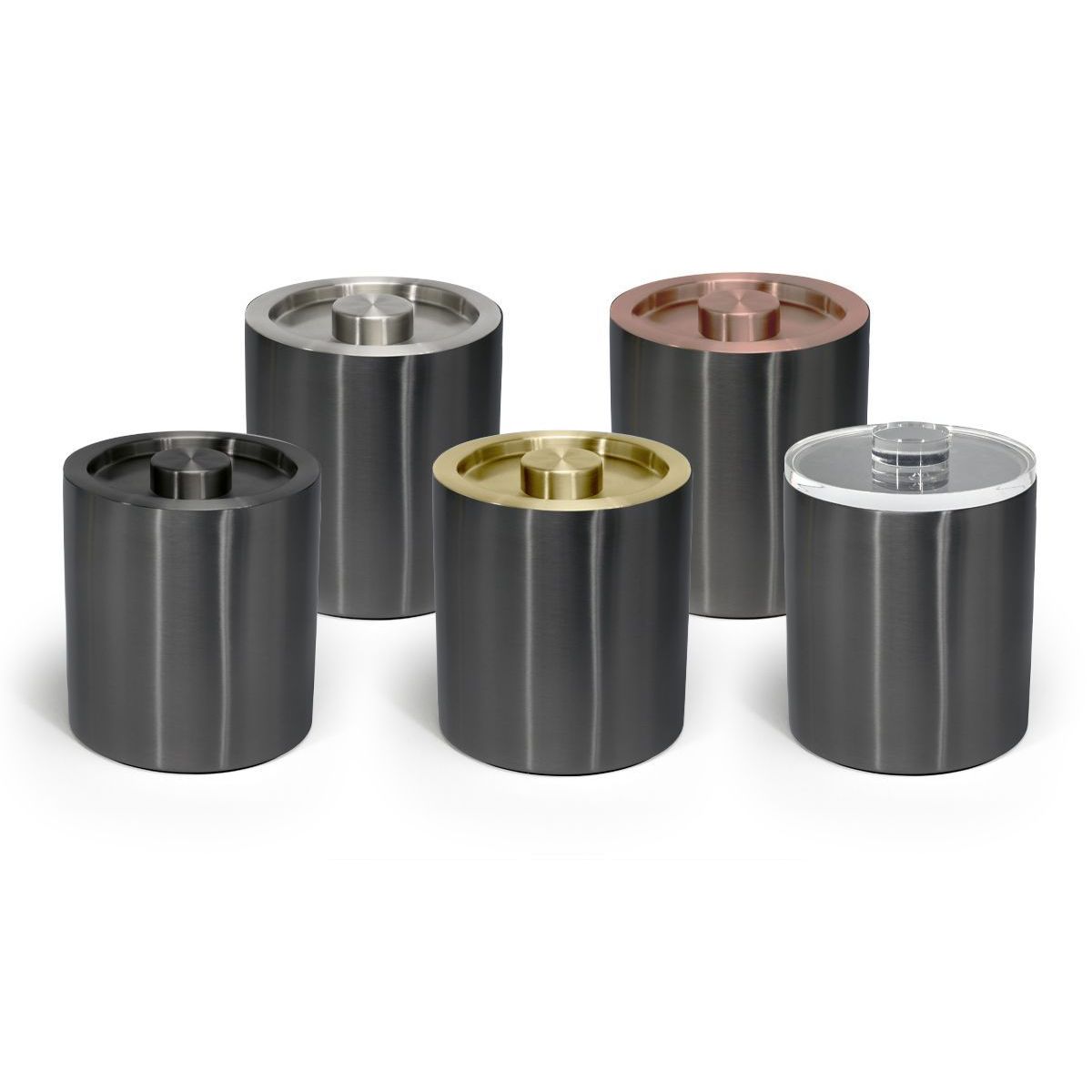 FOH - Cubeta de Hielo de Acero Inoxidable 2 qt - London Black - Pack 4