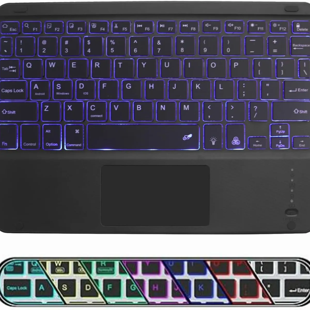 GENERICO - Teclado Bluetooth RGB Para Tablet- celular-pc NEGRO