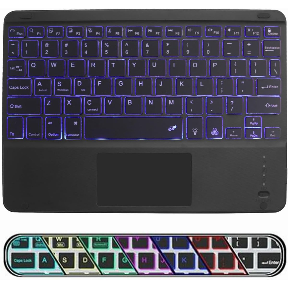 GENERICO - Teclado Bluetooth RGB Para Tablet- celular-pc NEGRO