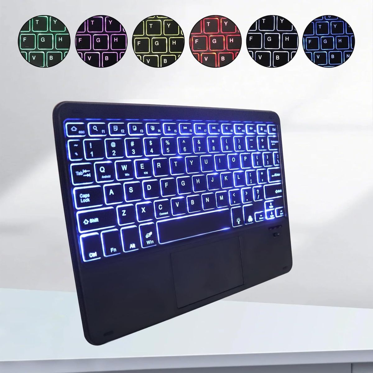 GENERICO - Teclado Bluetooth RGB Para Tablet- celular-pc NEGRO