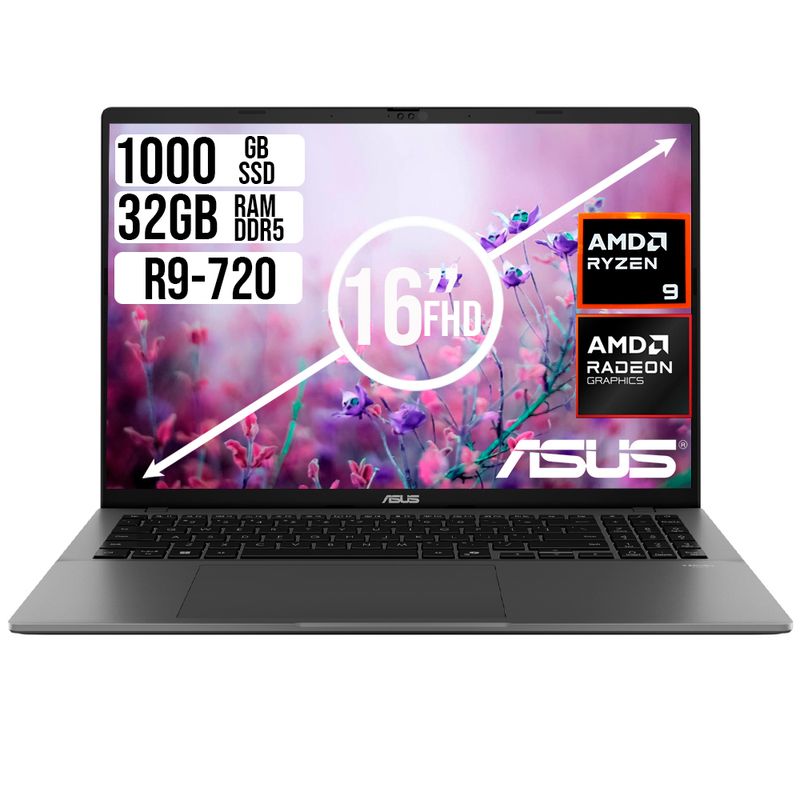 ASUS - PORTATIL ASUS AMD RYZEN 9 270 SSD 1TB RAM 32GB LED 16 FULL HD