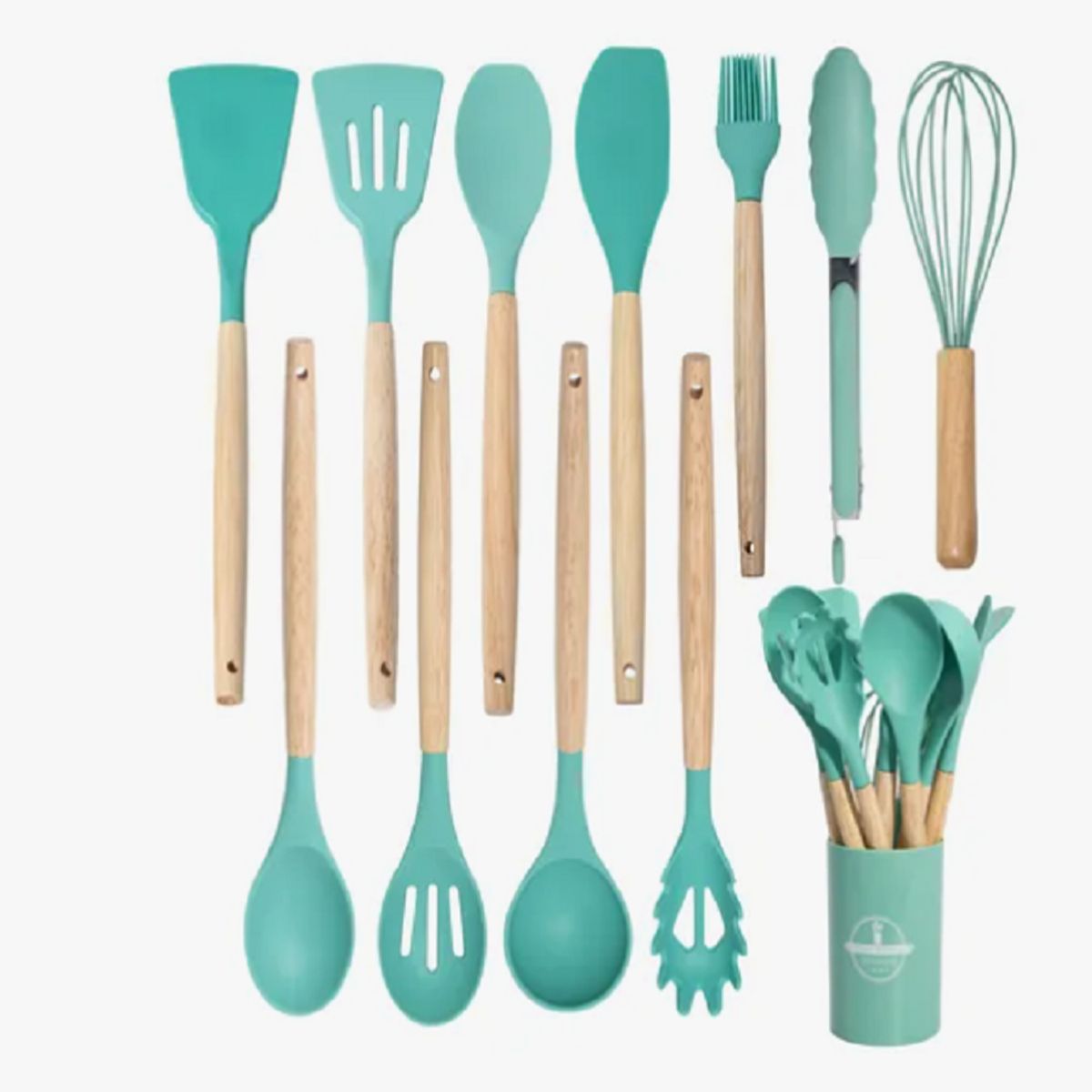 CHINA GLAZE - Set De 12 Utensilios De Cocina Silicona Resistentes Al Calor