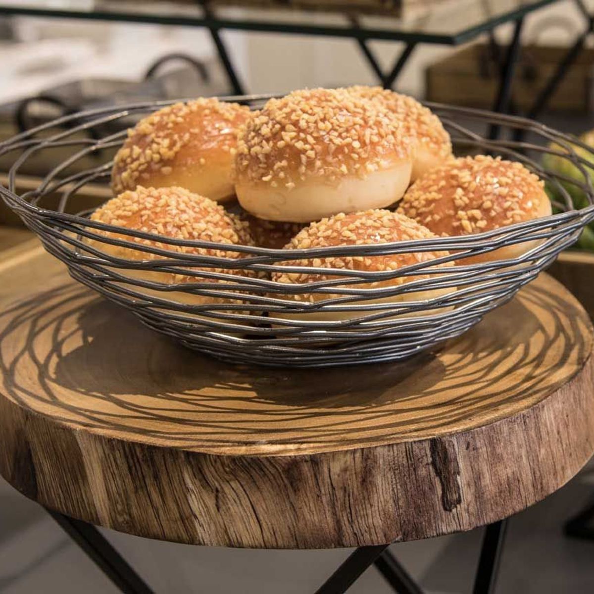 FOH - Cesta Redonda de Pewter de 10 - Pack de 6 Piezas - Modelo X