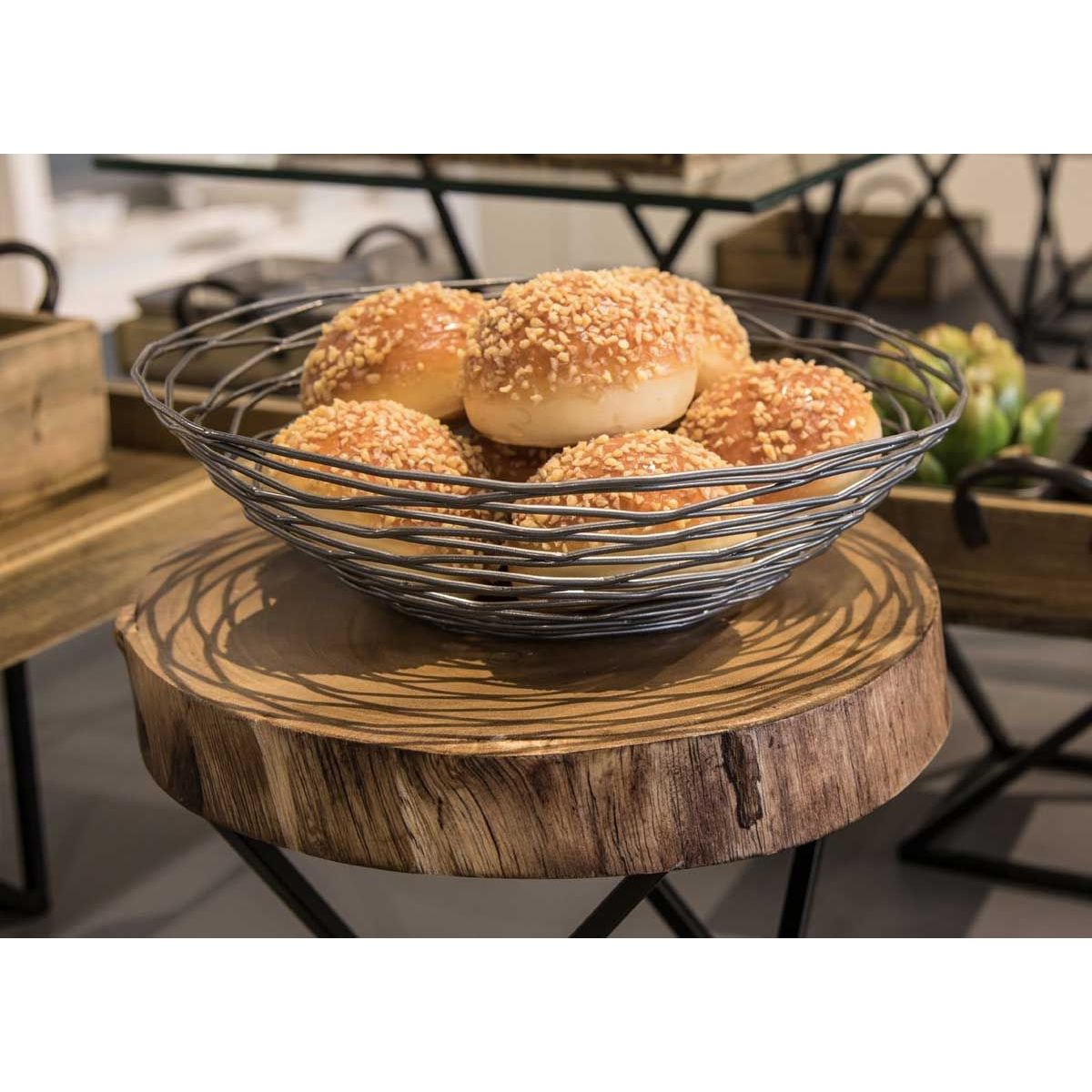 FOH - Cesta Redonda de Pewter de 10 - Pack de 6 Piezas - Modelo X