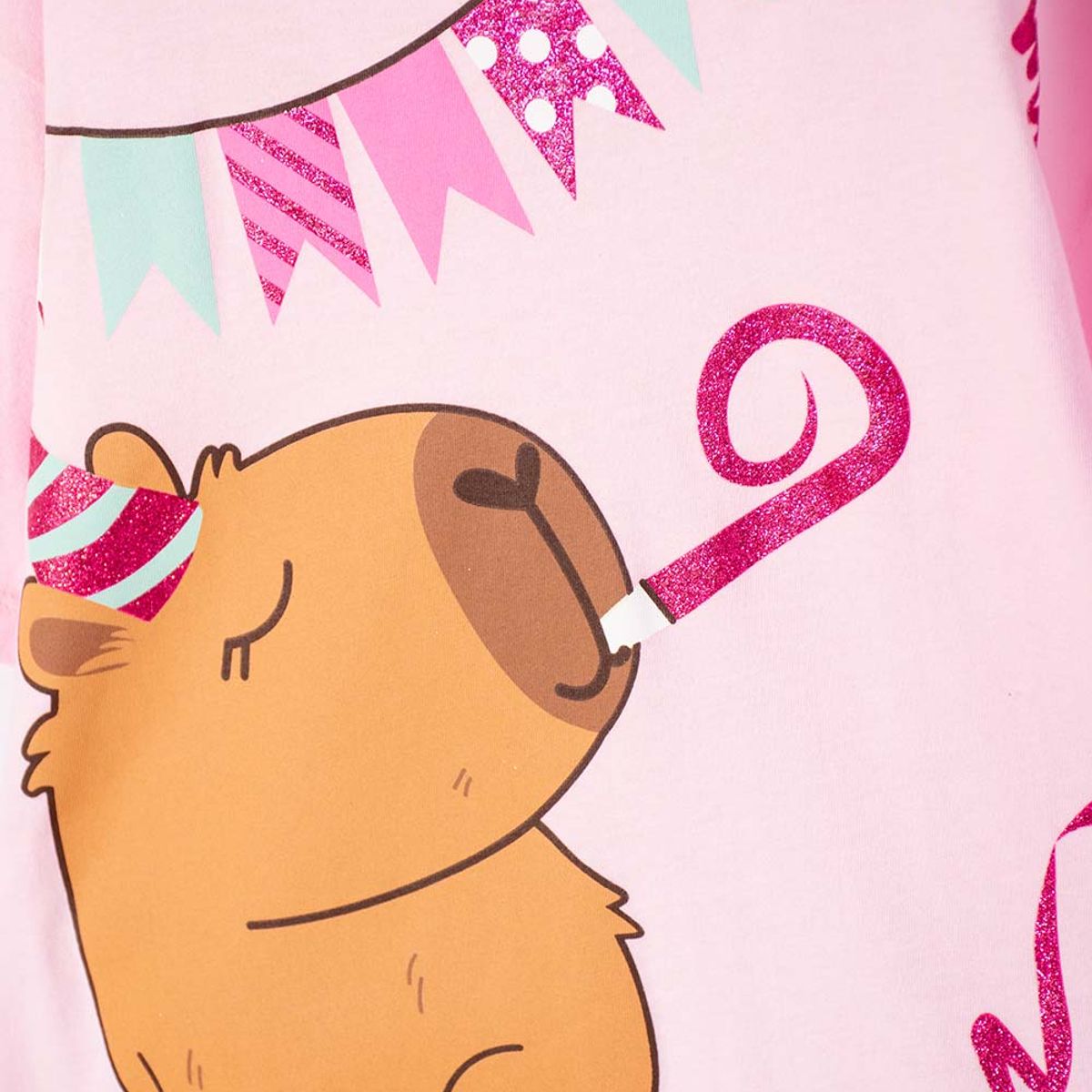 MIC - Camiseta de Capybara rosa pastel manga corta para niña