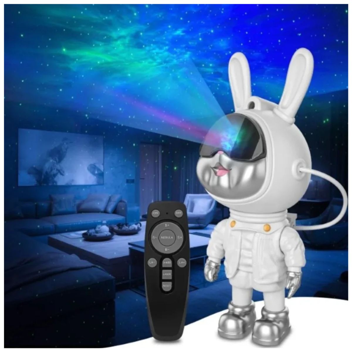 GENERICO - Lámpara De Proyección Led Conejo Astronauta JN2309 TM