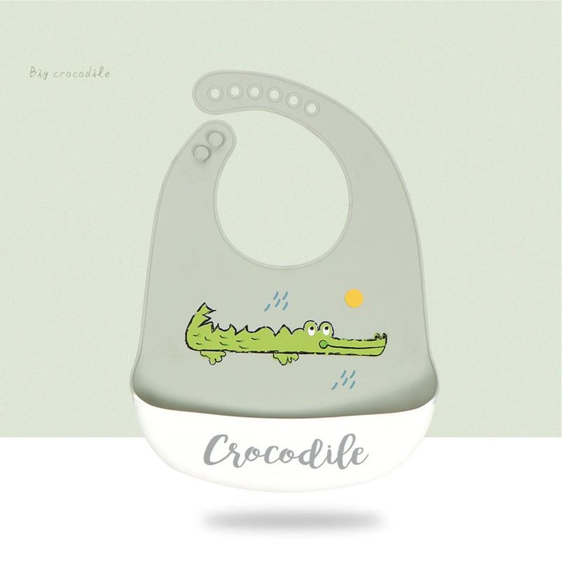 GENERICO - Babero de Silicona para Bebé Bonito Diseño Cocodrilo