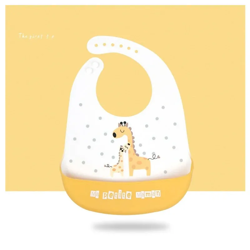 GENERICO - Babero de Silicona para Bebé Bonito Diseño Jirafa