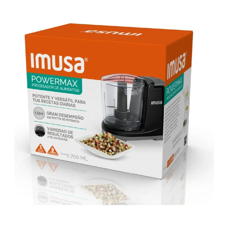 IMUSA - Picador Ensaladas Imusa Power Max Cuchillas Acero Inoxidable Negro