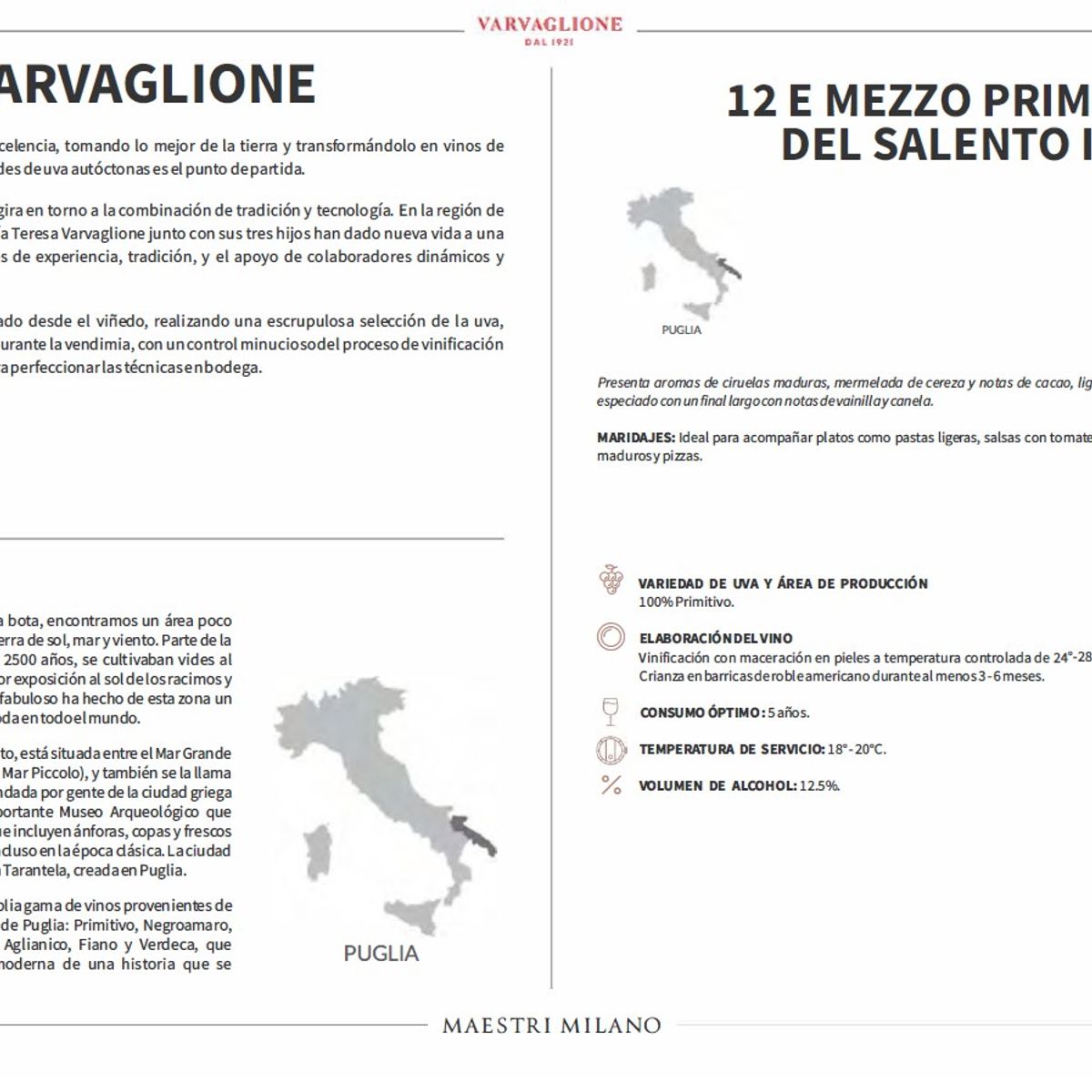 GENERICO - VINO TINTO VARVAGLIONE 12 E MEZZO PRIMITIVO DEL SALENTO IGP