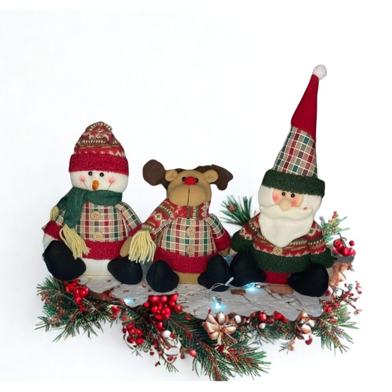 IKSA - Kit de Decoración Navideña x 3 Papá Noel Muñeco de Nieve y Reno