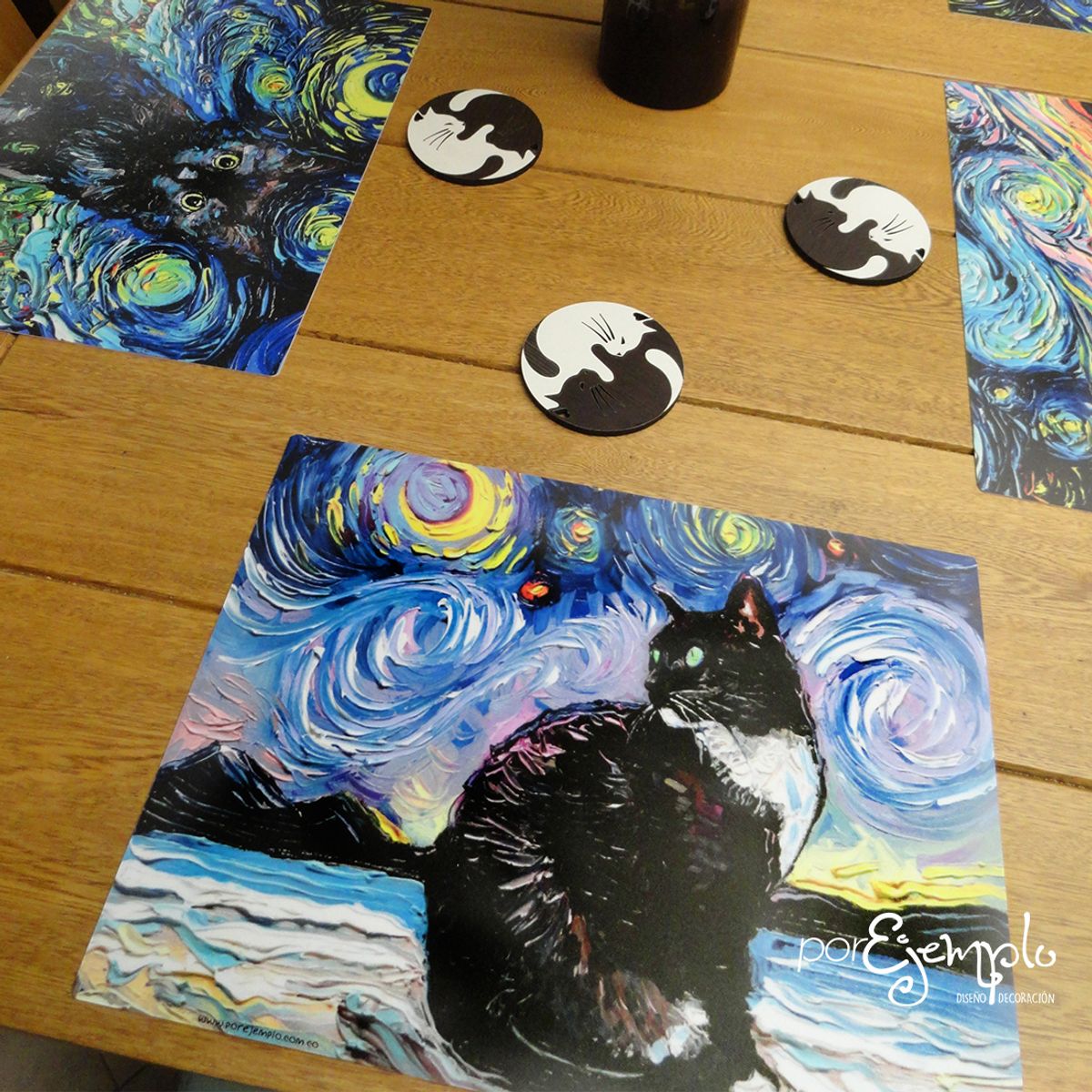 POR EJEMPLO DISEÑO Y DECORACION - 4 Individuales de mesa Gatos Vincent