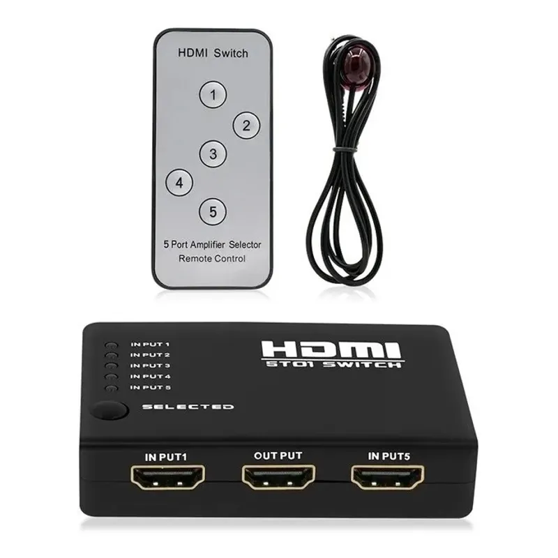 GENERICO - HDMI Switch 5x1 Full HD 1080p con Control Remoto