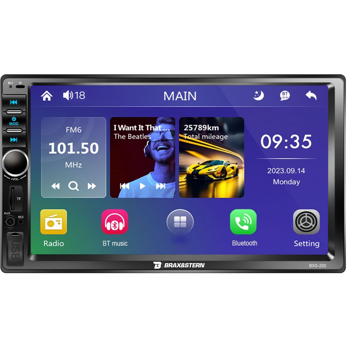 B BRAX&STERN - Radio Carro Pantalla Táctil 7" HD Mirrorlink 2 DIN Bluetooth USB SD
