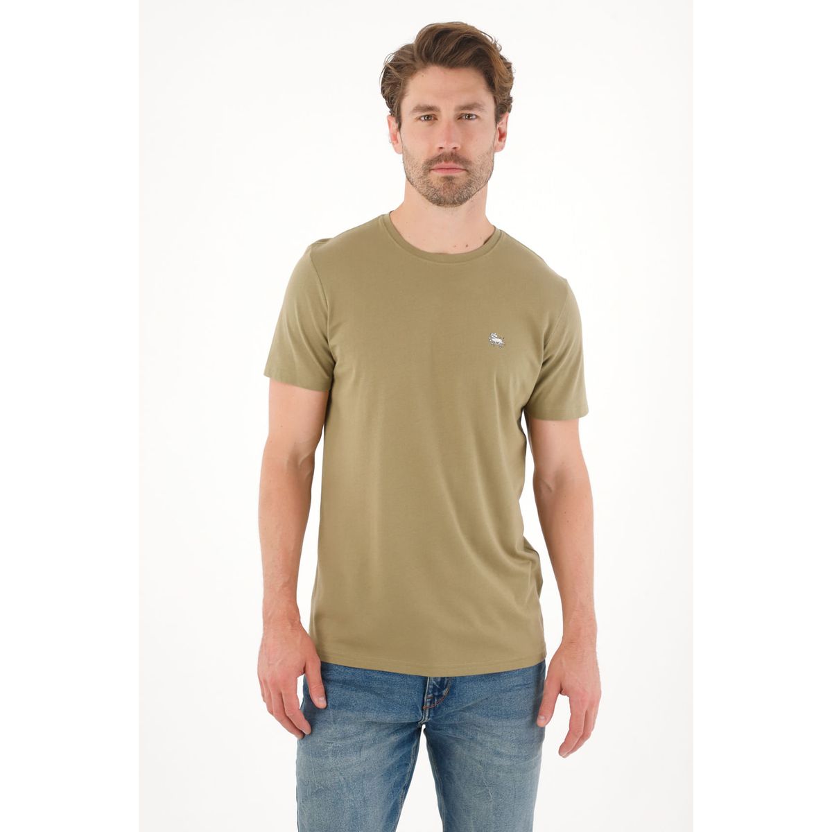 TENNIS - Camiseta con cuello redondo en rib verde para hombre