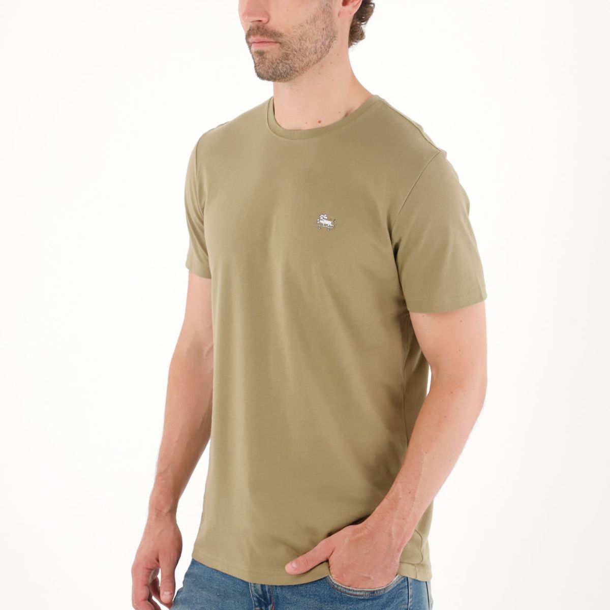 TENNIS - Camiseta con cuello redondo en rib verde para hombre