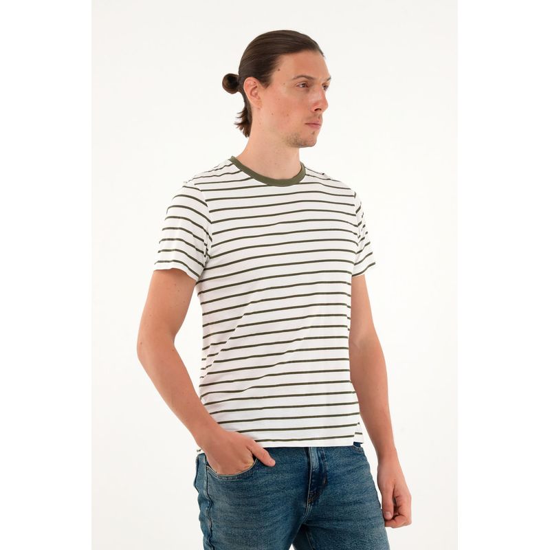TENNIS - Camiseta crudo a rayas para hombre