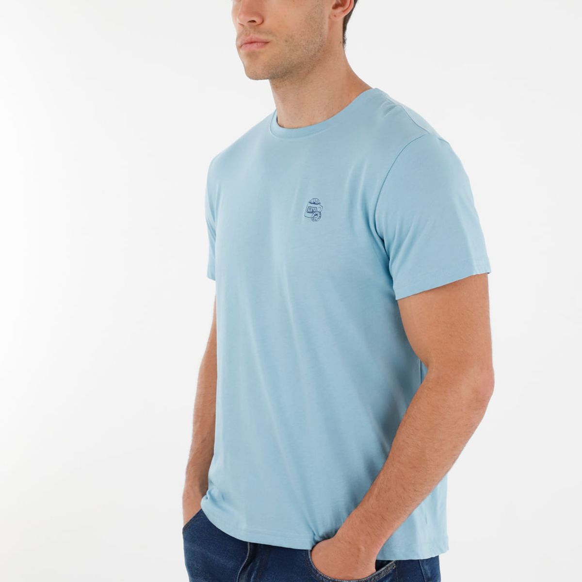 TENNIS - Camiseta azul básica estampada para hombre