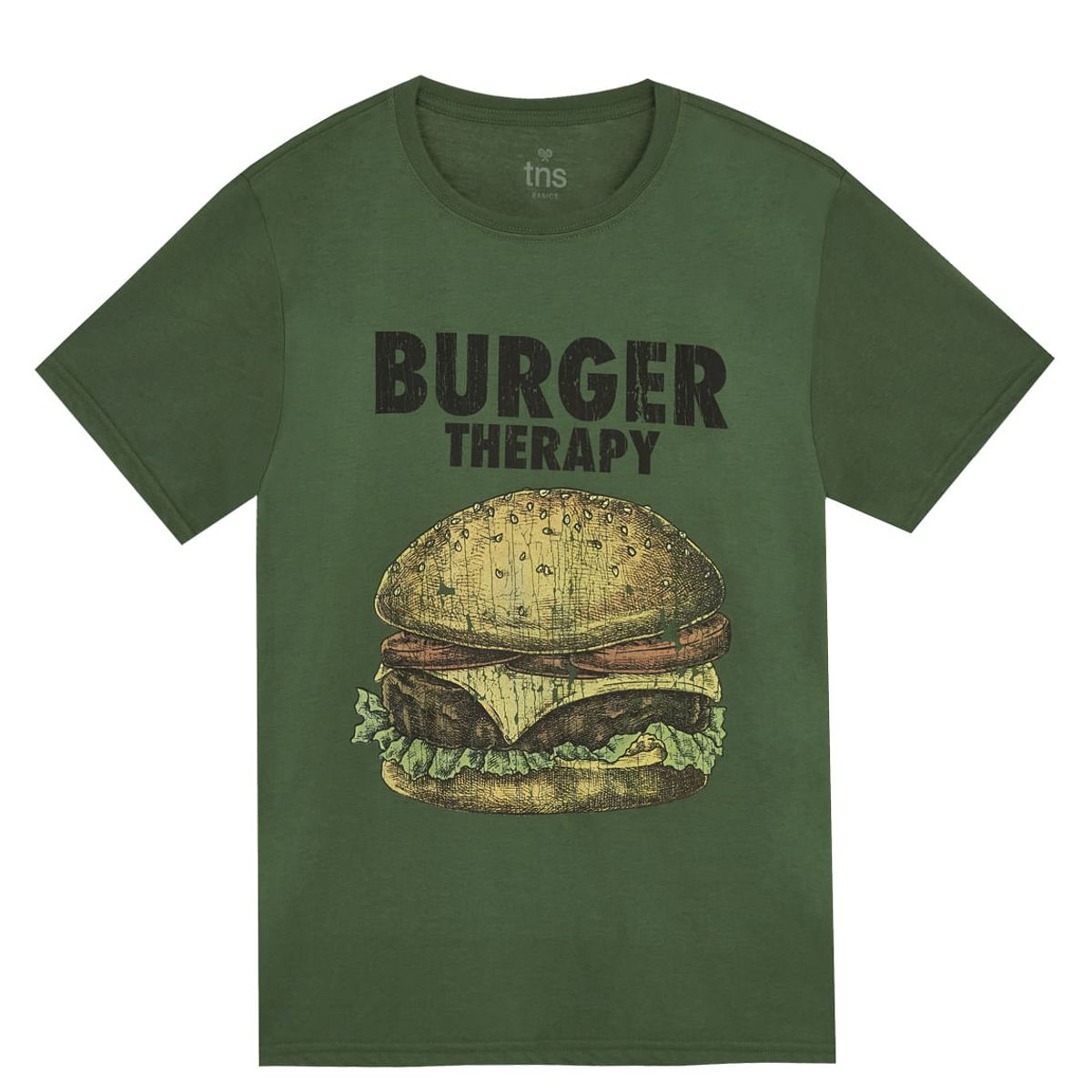 TENNIS - Camiseta verde estampado en frente para hombre