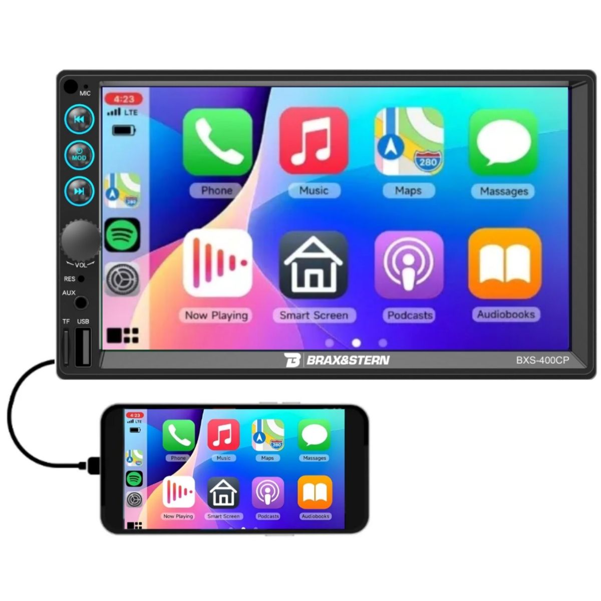 B BRAX&STERN - Radio Carro Android Auto Carplay Pantalla Tactil 7 Bluetooth Cámara