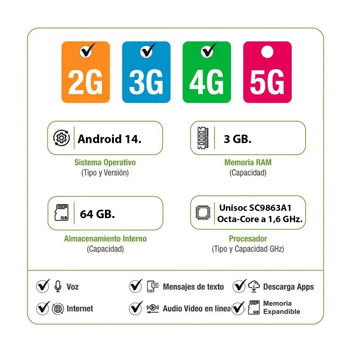 ZTE - Celular ZTE Blade A35E 64GB 3GB RAM Verde