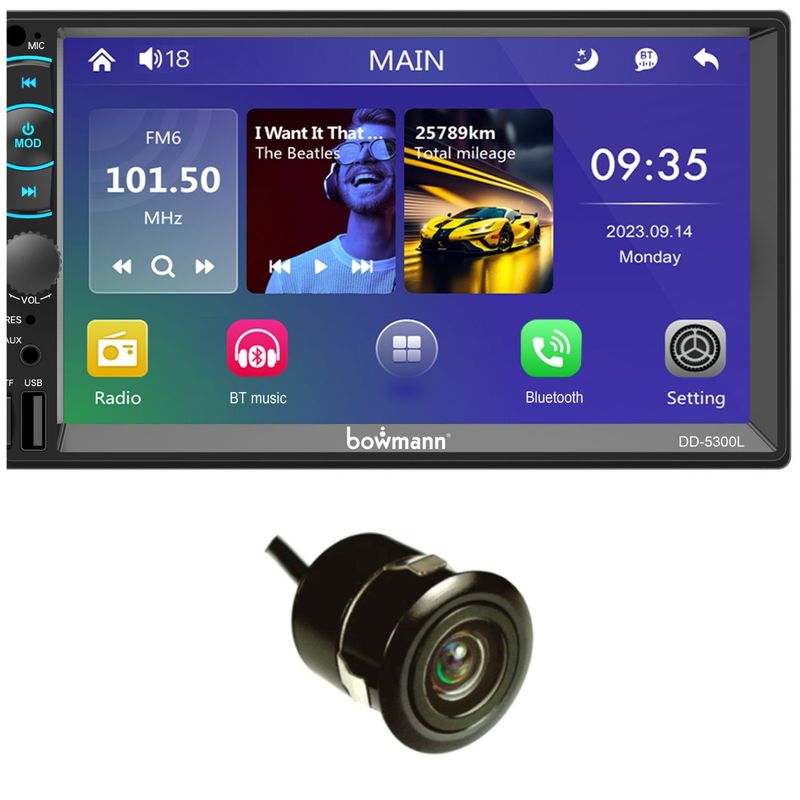 B BRAX&STERN - Radio Carro Pantalla Táctil 7" HD Mirrorlink 2 DIN Cámara Reversa