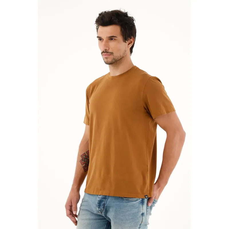 TENNIS - Camiseta en tela licrada café para hombre