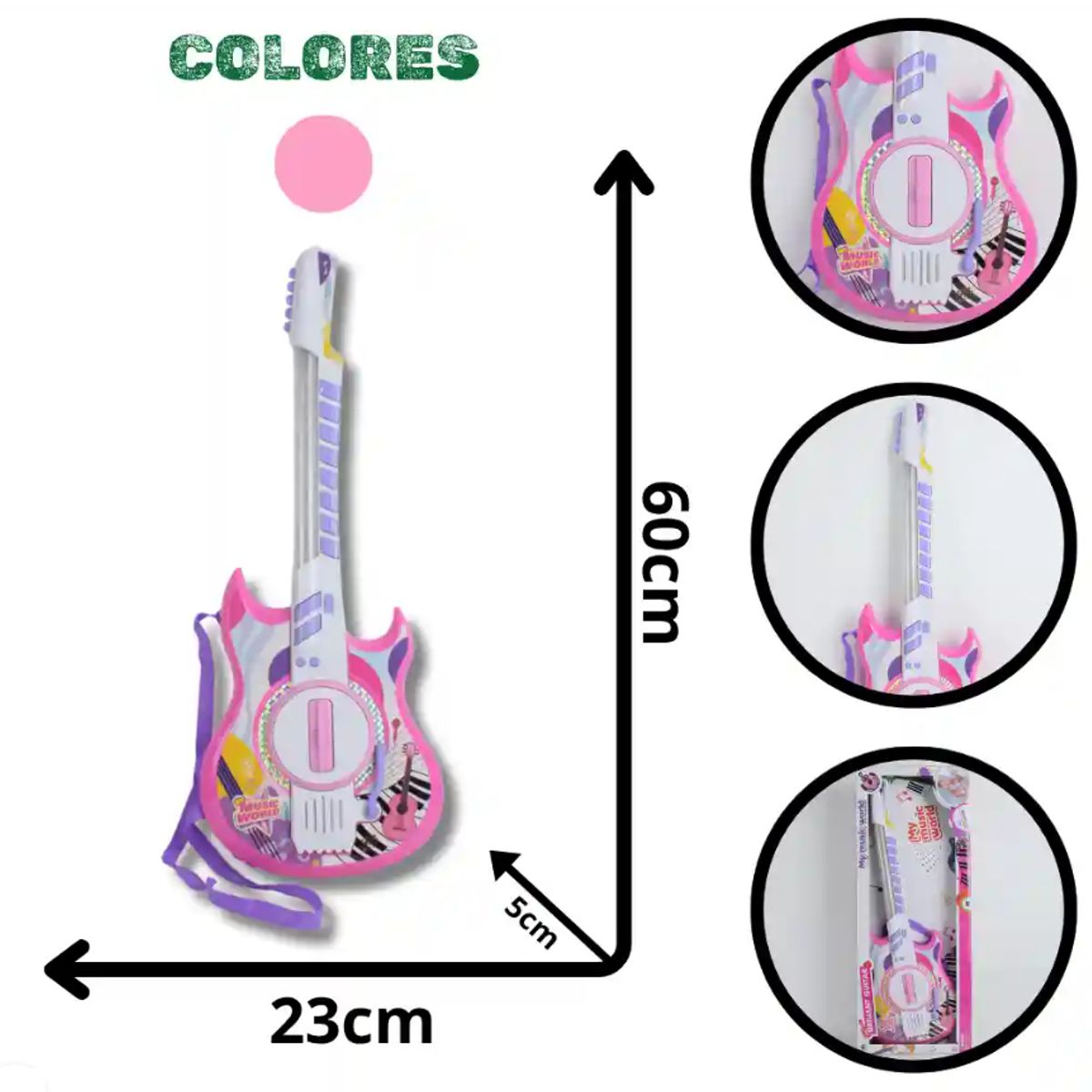 SWISSHOME - GUITARRA INFANTIL NIÑA JUGUETE PARA NIÑAS+3 AÑOS