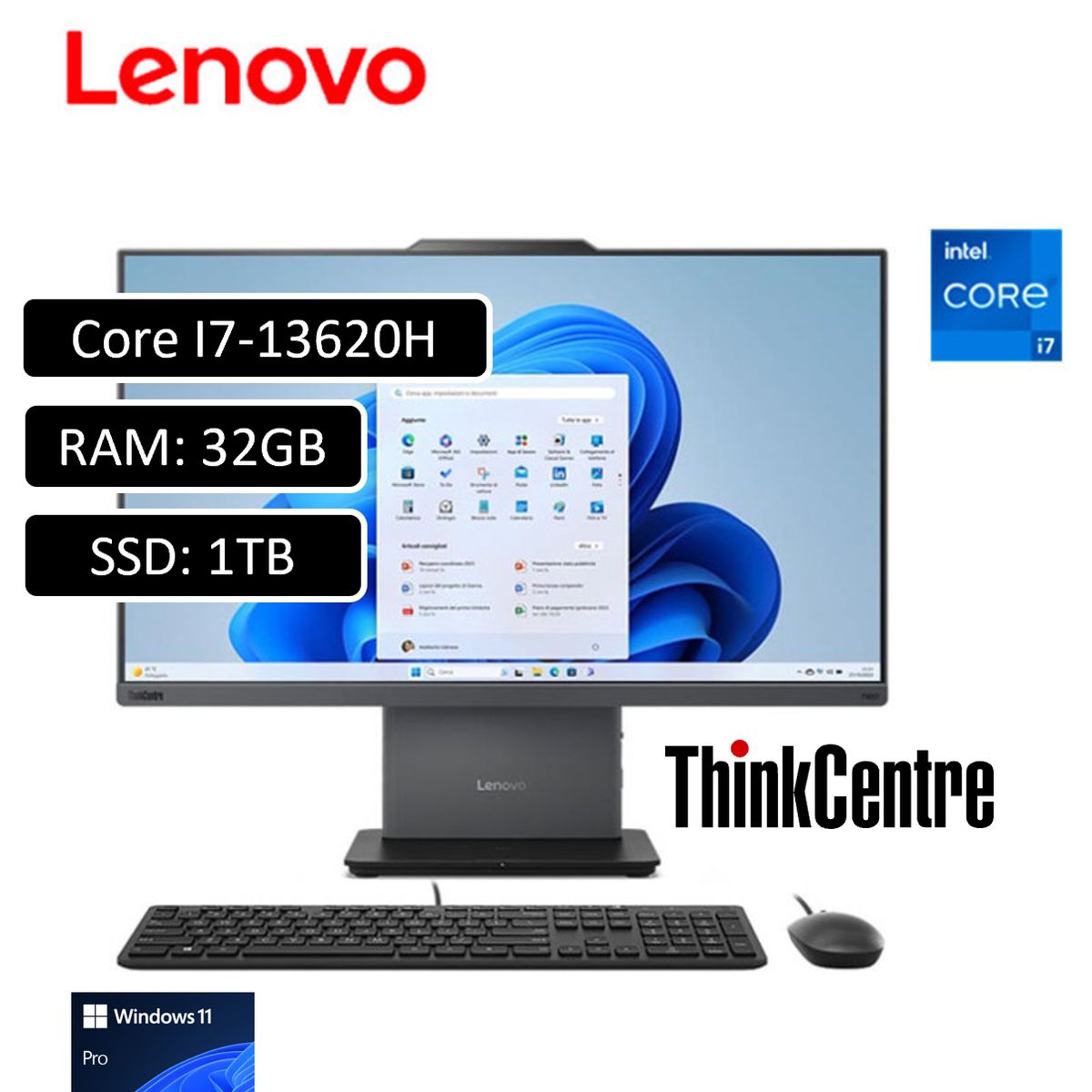 LENOVO - TODO EN UNO LENOVO - INTEL CORE I7 13620H - 32GB DDR5 - 1TB SSD - PANTALLA 23.8 FHD
