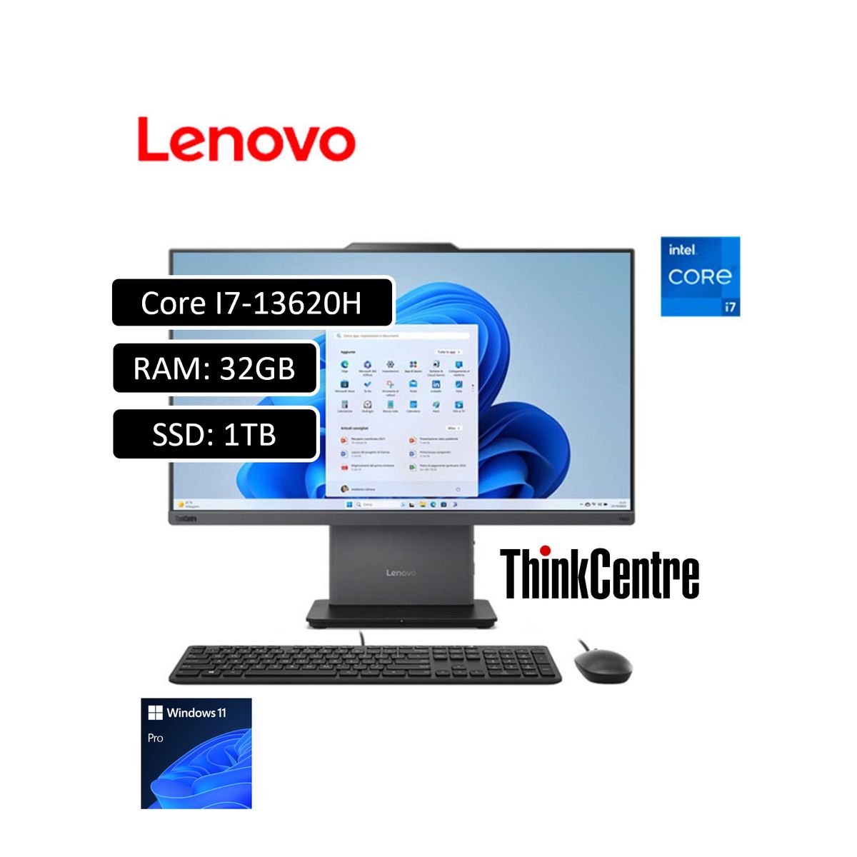 LENOVO - TODO EN UNO LENOVO - INTEL CORE I7 13620H - 32GB DDR5 - 1TB SSD - PANTALLA 23.8 FHD