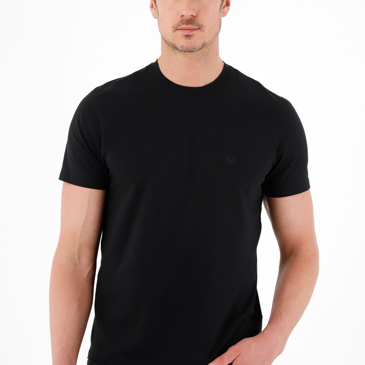 TENNIS - Camiseta cuello redondo negra para hombre