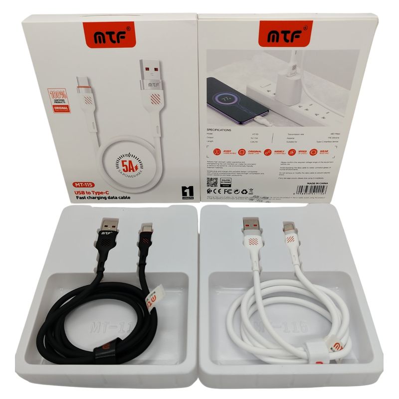 GENERICO - Cable USB a Tipo C 5A MTF-115 Carga súper rápida y resistente