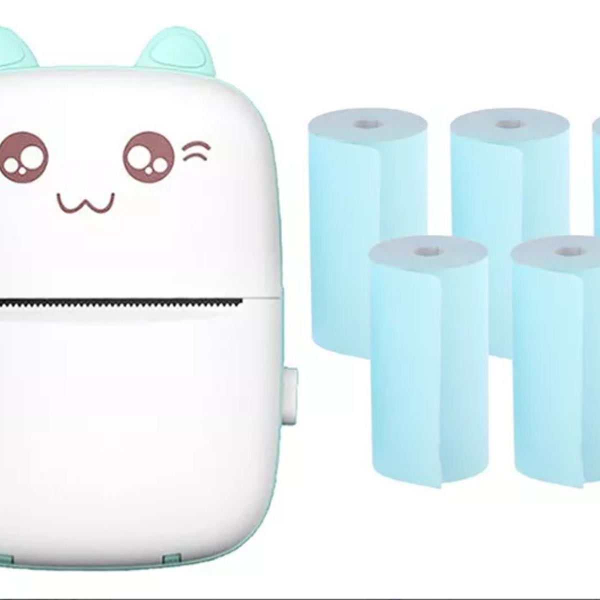 GENERICO - Impresora Termica Bluetooth Portatil Etiqueta + 5 Rollos Color Blanco