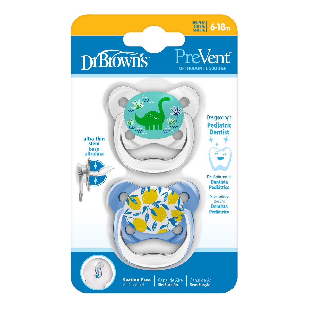 DR BROWNS - CHUPO ENTRETENCION PREVENT N2 AZUL X2UND