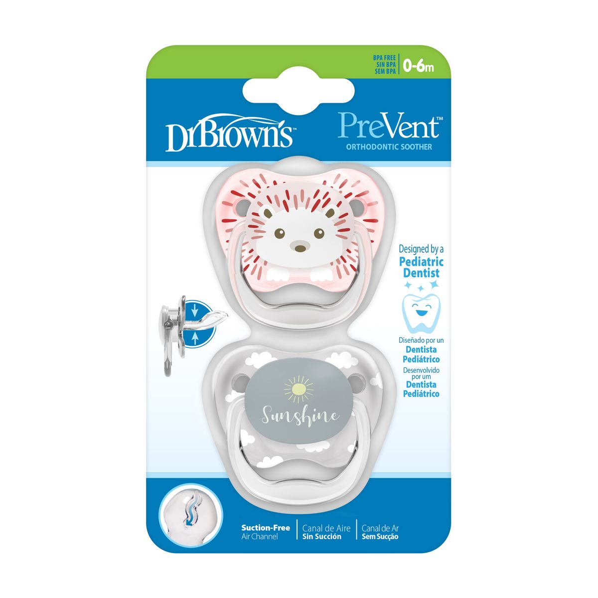 DR BROWNS - CHUPO ENTRETENCION PREVENT ANIMAL N1 ROSA GRIS