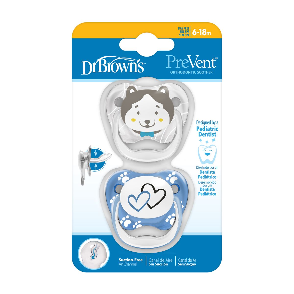 DR BROWNS - CHUPO ENTRETENCION PREVENT ANIMAL N2 AZUL