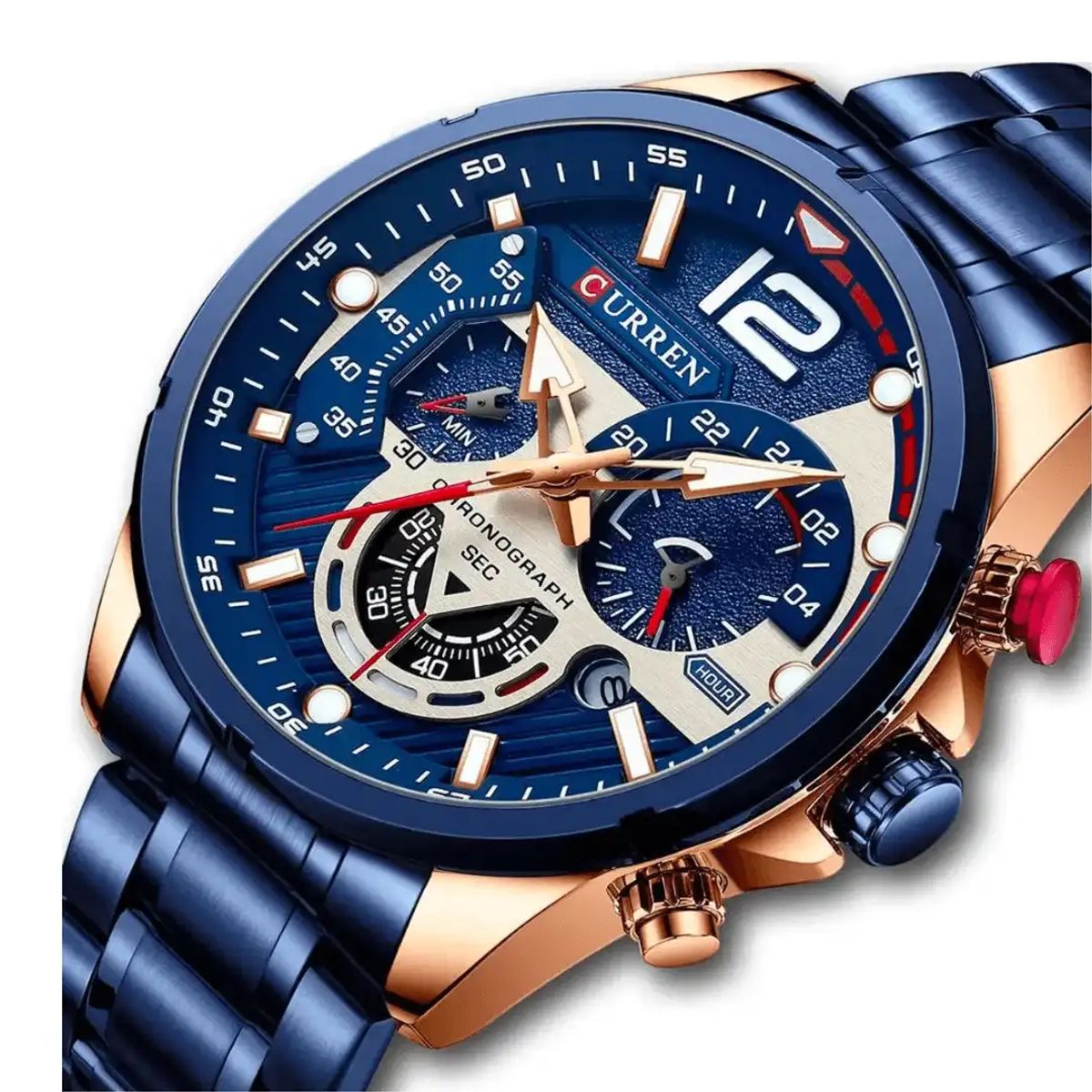 CURREN - Reloj Curren 8395 Cronógrafo En Acero Para Hombre Azul