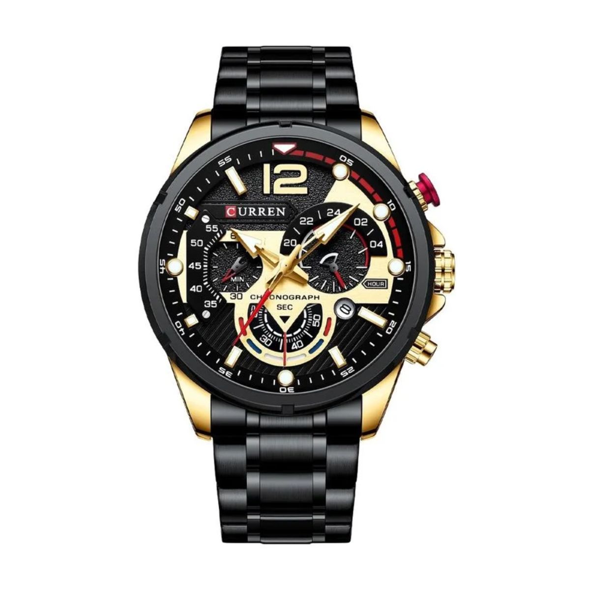 CURREN - Reloj Curren 8395 Cronógrafo En Acero Para Hombre Negro - Dorado