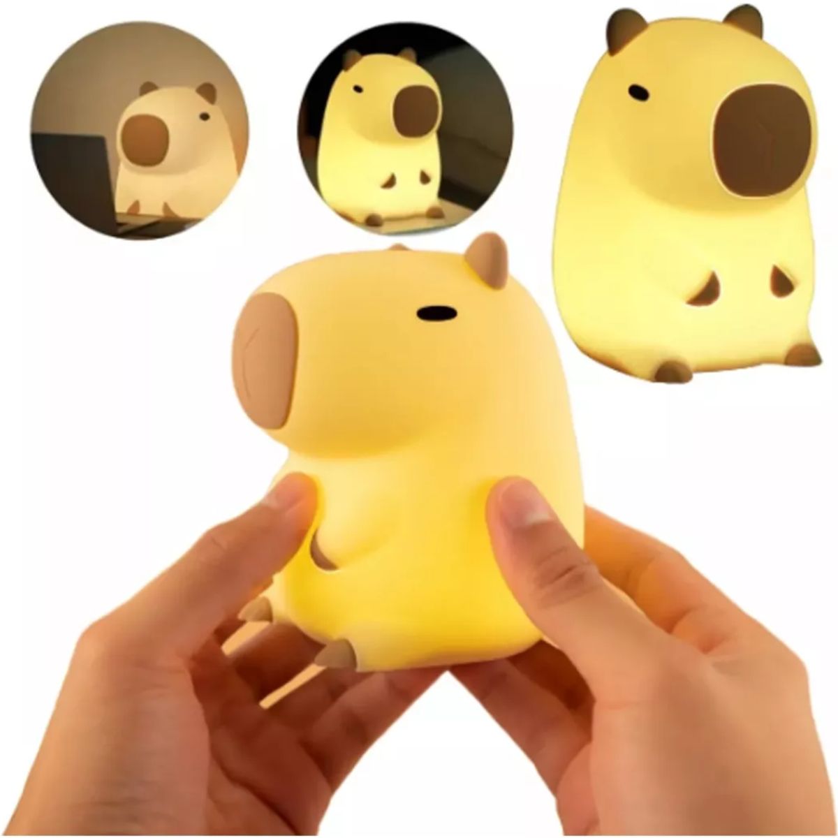 GENERICO - Luz Nocturna Infantil Lámpara Control Táctil Capibara Dormir  12 X 9 CM