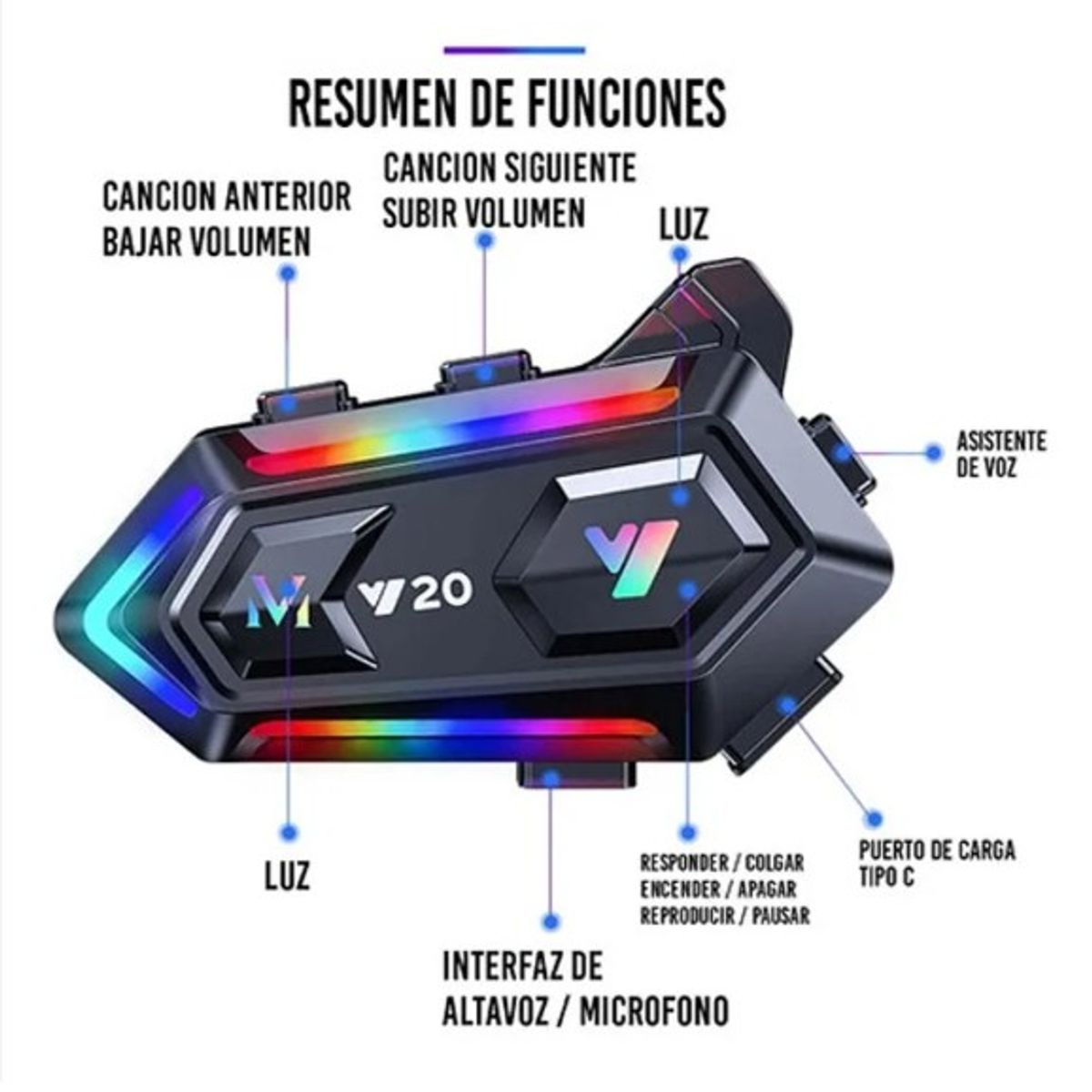 GENERICO - Intercomunicador Bluetooth Y20 Para Casco Moto Auricular X1