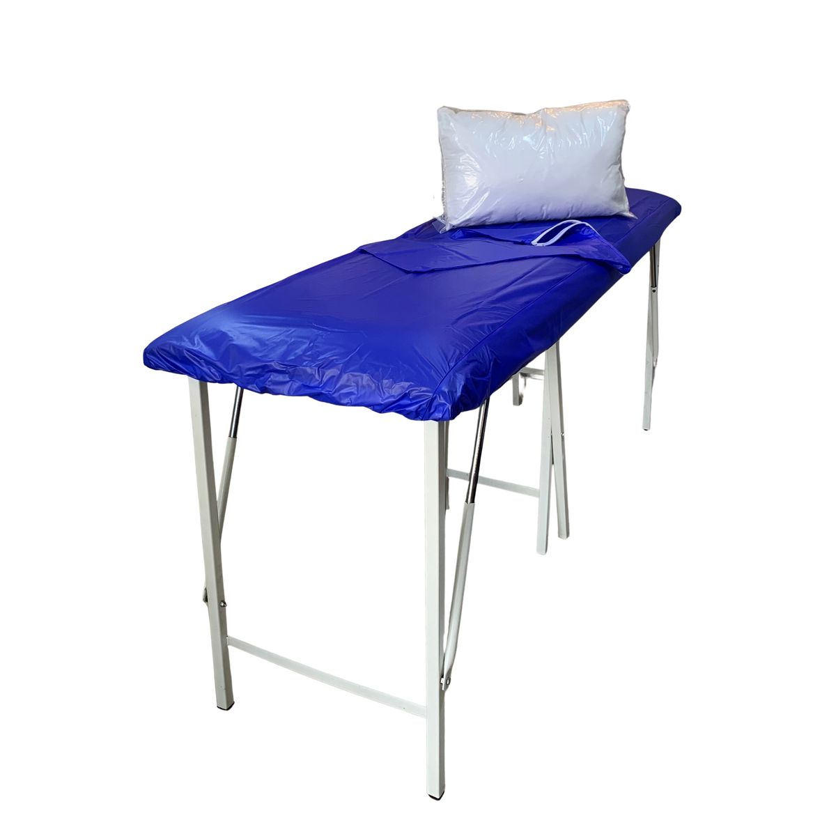 GENERICO - COMBO SÁBANA + FUNDA PLASTICA SUAVIPLAST + ALMOHADA - AZUL REY