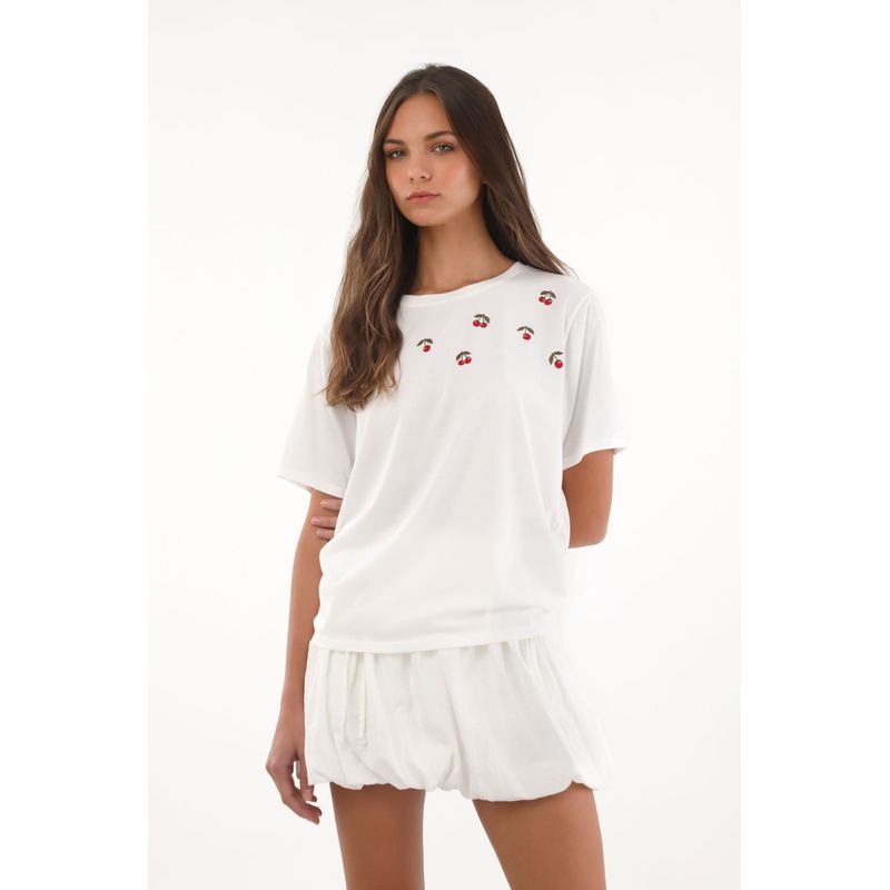 TOPMARK - Camiseta con mini prints de cerezas crudo para mujer